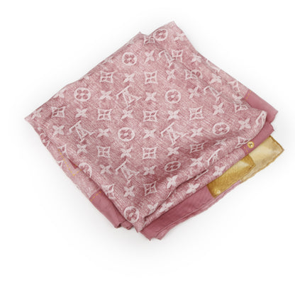 Louis Vuitton Denim Scarf Silk Monogram 6 of 6