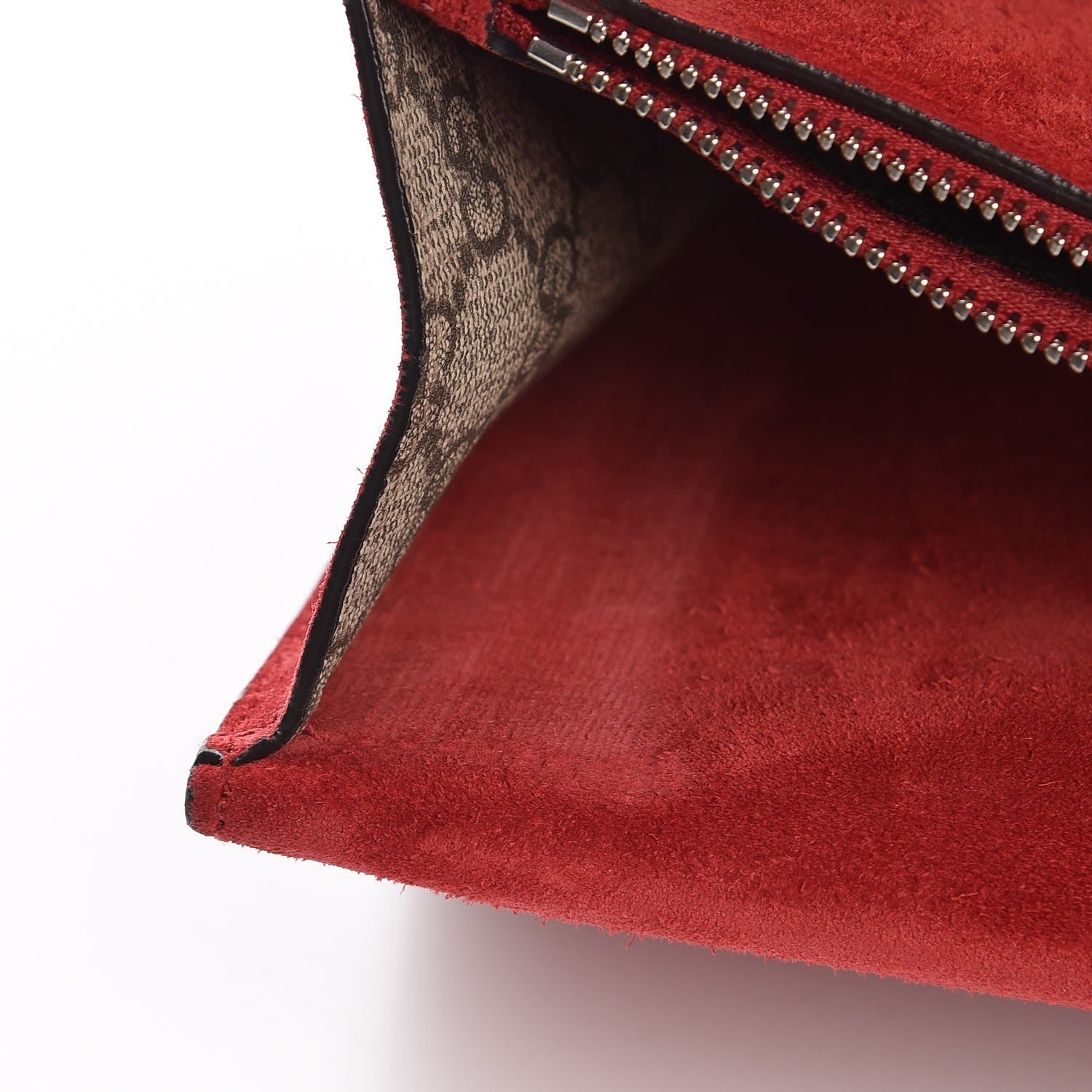Gucci GG Supreme Monogram Suede Cudu Medium Dionysus Shoulder Bag Beige Ebony Vulcanic Red 13 of 15