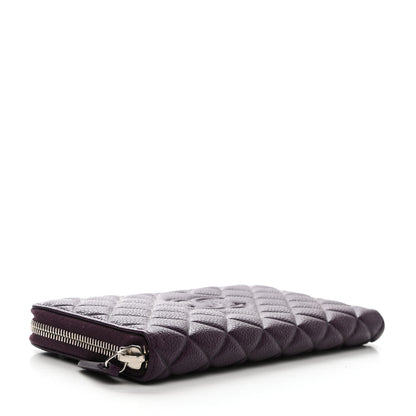 Chanel Caviar Quilted Diamond CC Gusset Zip Around Wallet Dark Purple 4 of 9