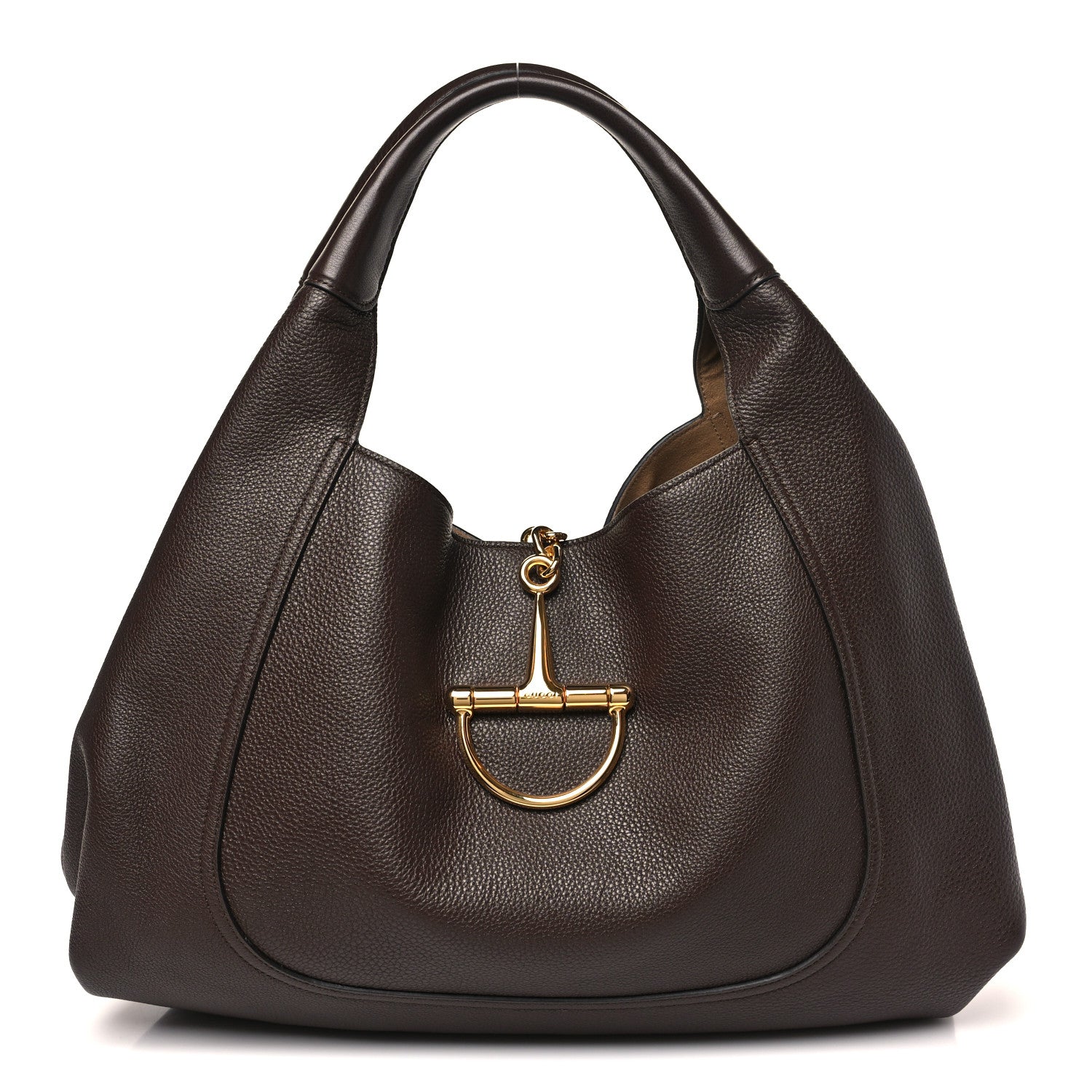 Gucci Grained Calfskin Softbit Maxi Shoulder Bag Dark Brown 1 of 10