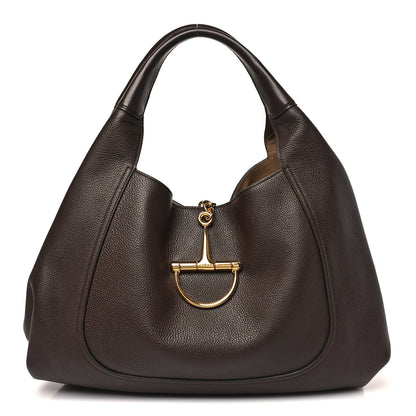 Gucci Grained Calfskin Softbit Maxi Shoulder Bag Dark Brown 1 of 10