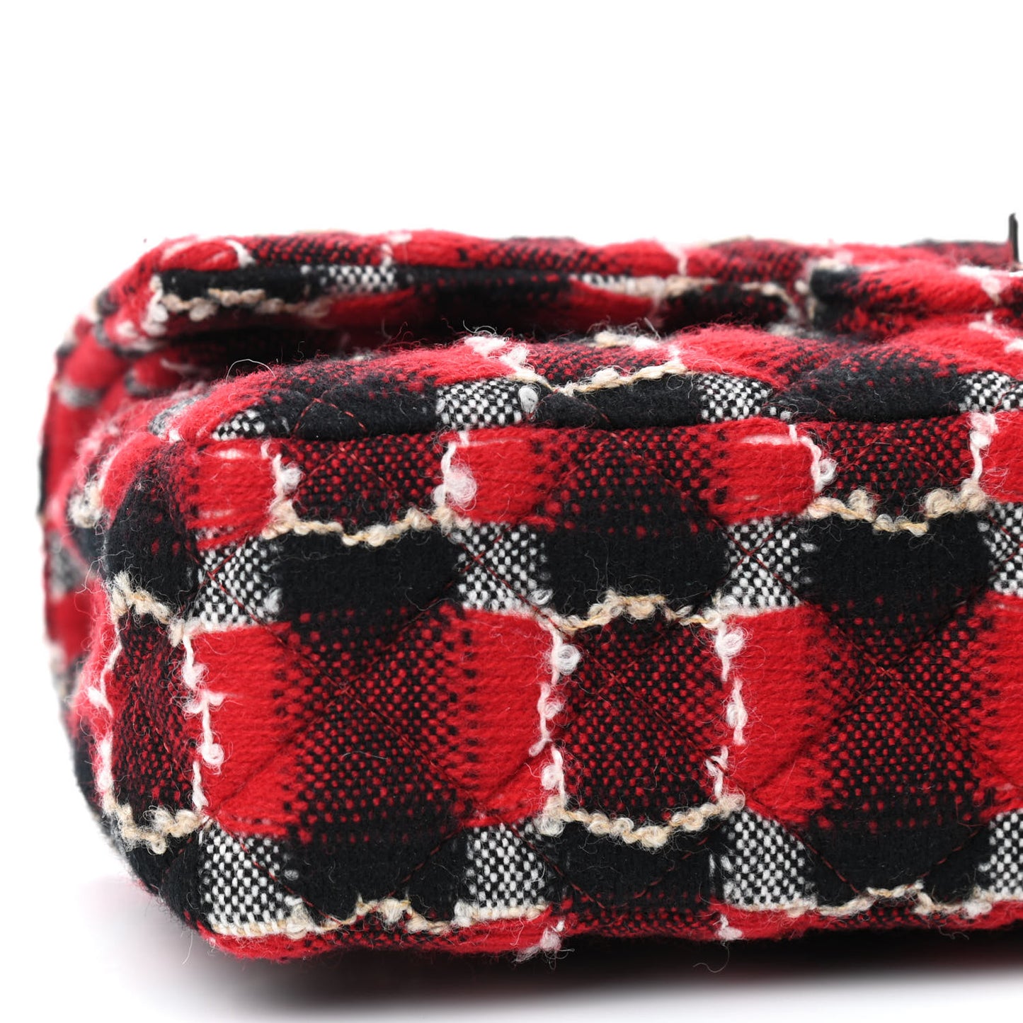 Wool Quilted Medium Double Flap Red