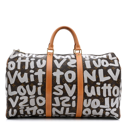 Louis Vuitton Monogram Graffiti Keepall 50 Silver 1 of 9