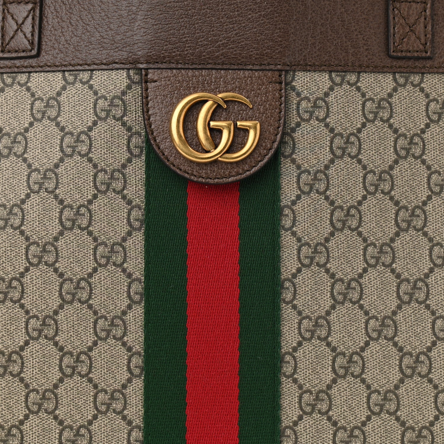 Gucci GG Supreme Monogram Web Ophidia Tote Brown 9 of 11