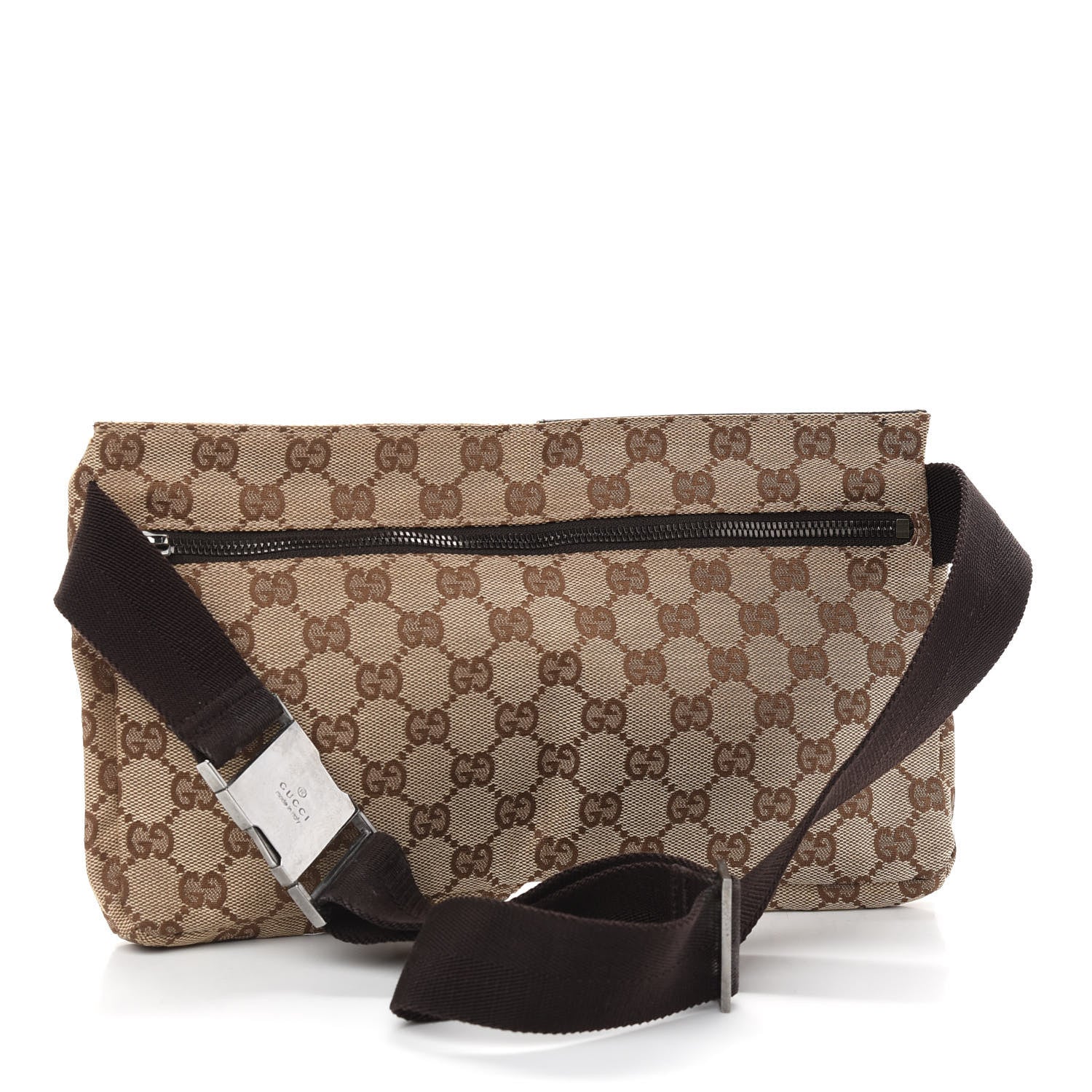 Gucci GG Monogram Double Pocket Belt Bag Dark Brown 3 of 9