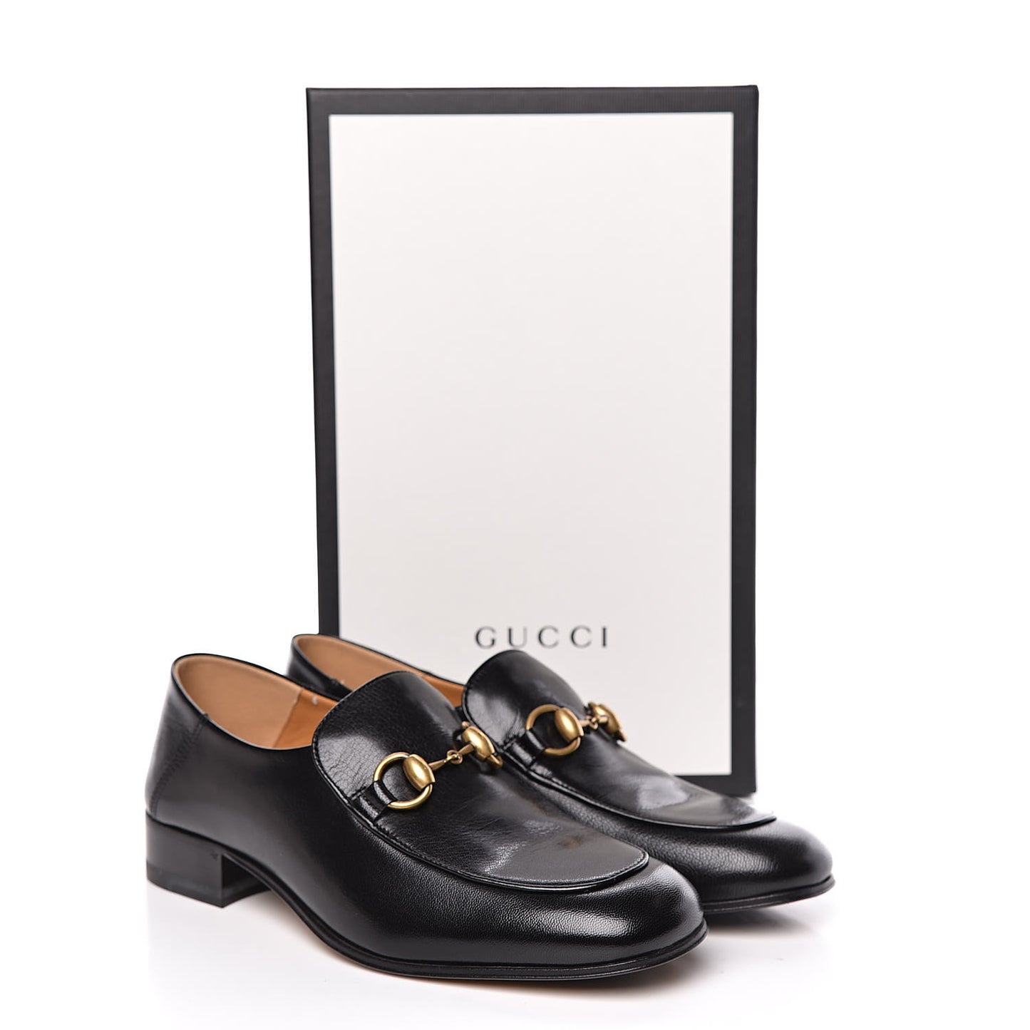 Goatskin Womens Horsebit Mid-Heel Loafers 37.5 Black