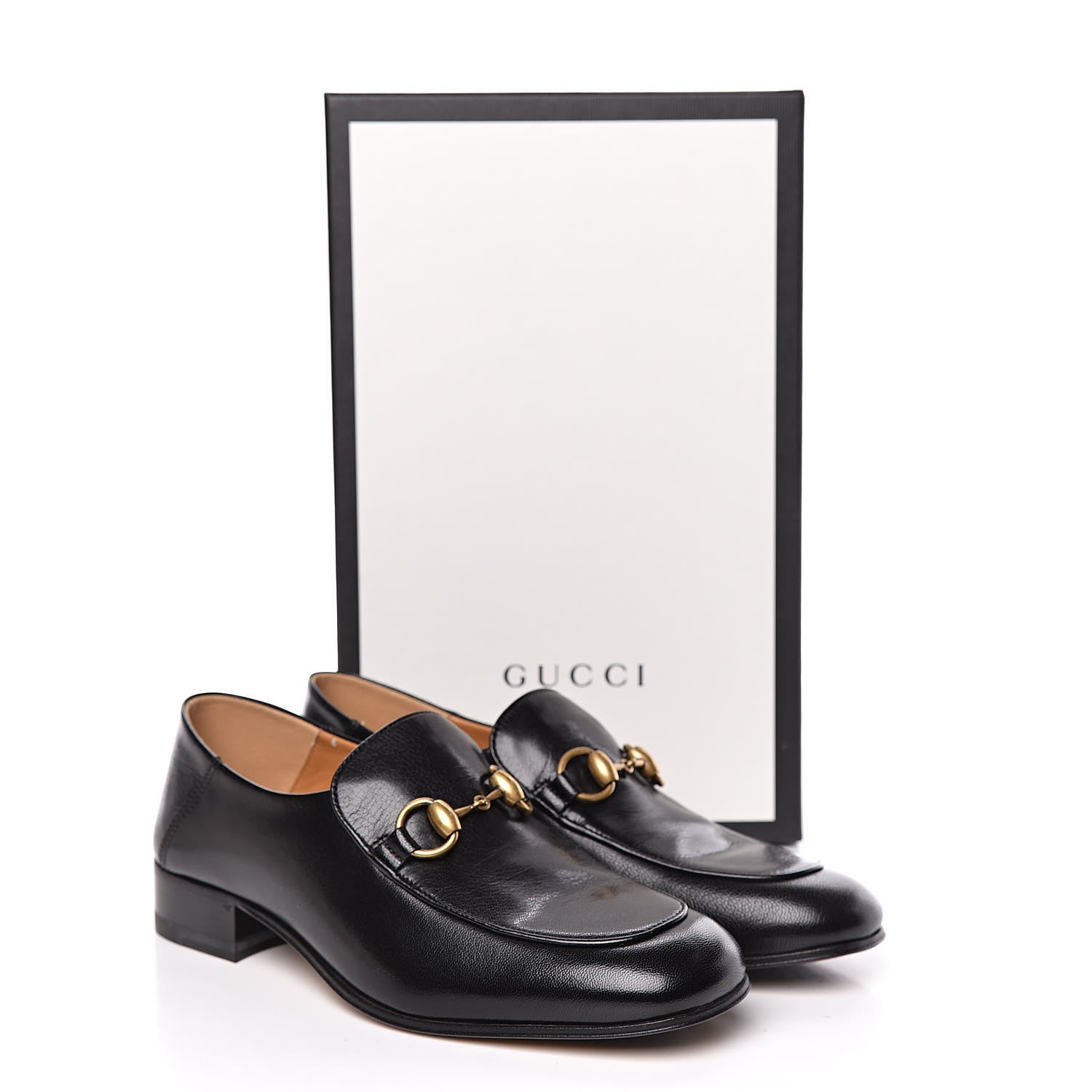 Gucci Goatskin Womens Horsebit Mid-Heel Loafers 37.5 Black 11 of 11