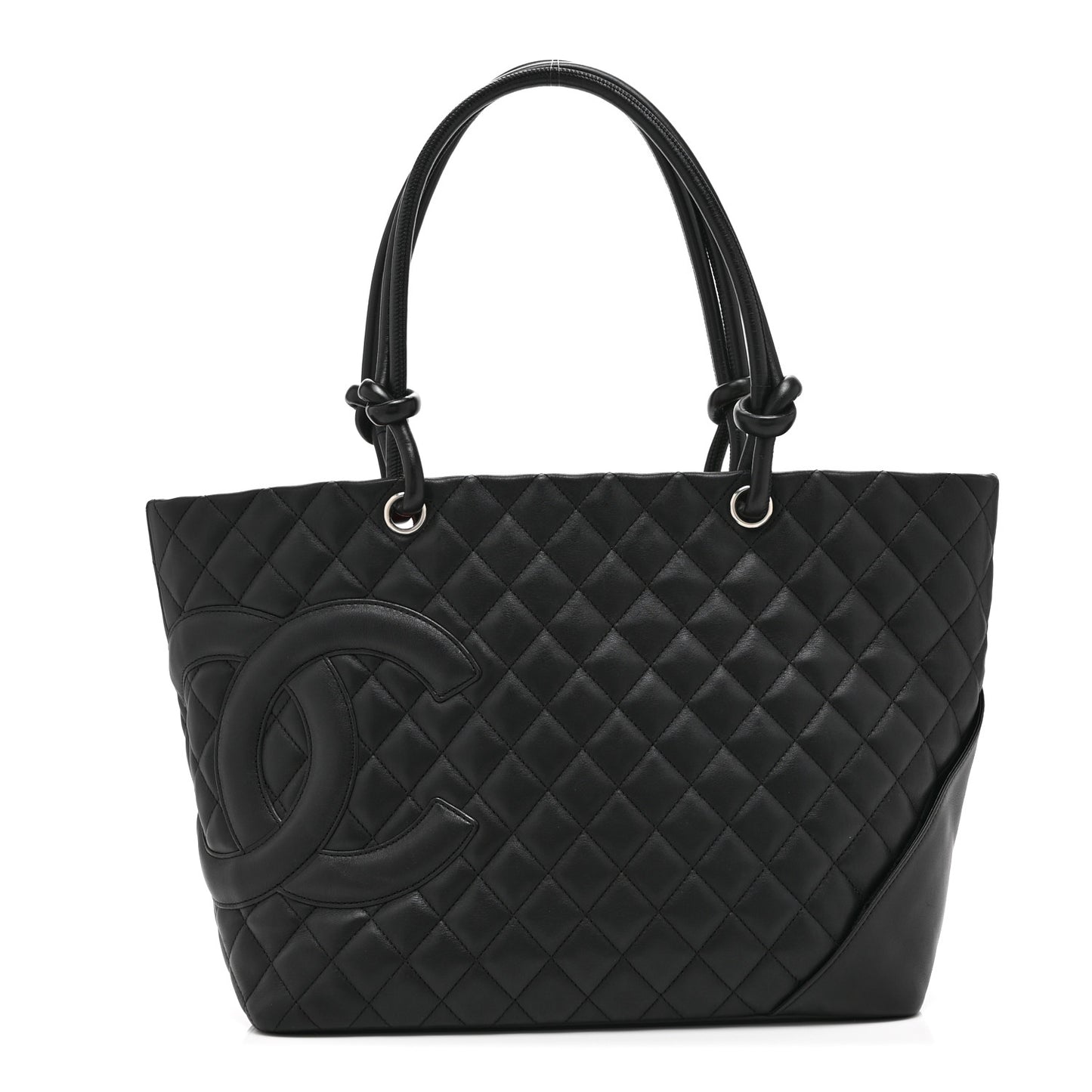 Calfskin Quilted Large Cambon Tote Black