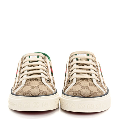 Gucci GG Monogram Web Womens 1977 Tennis Sneakers 39 Beige Ebony Mystic White 3 of 10