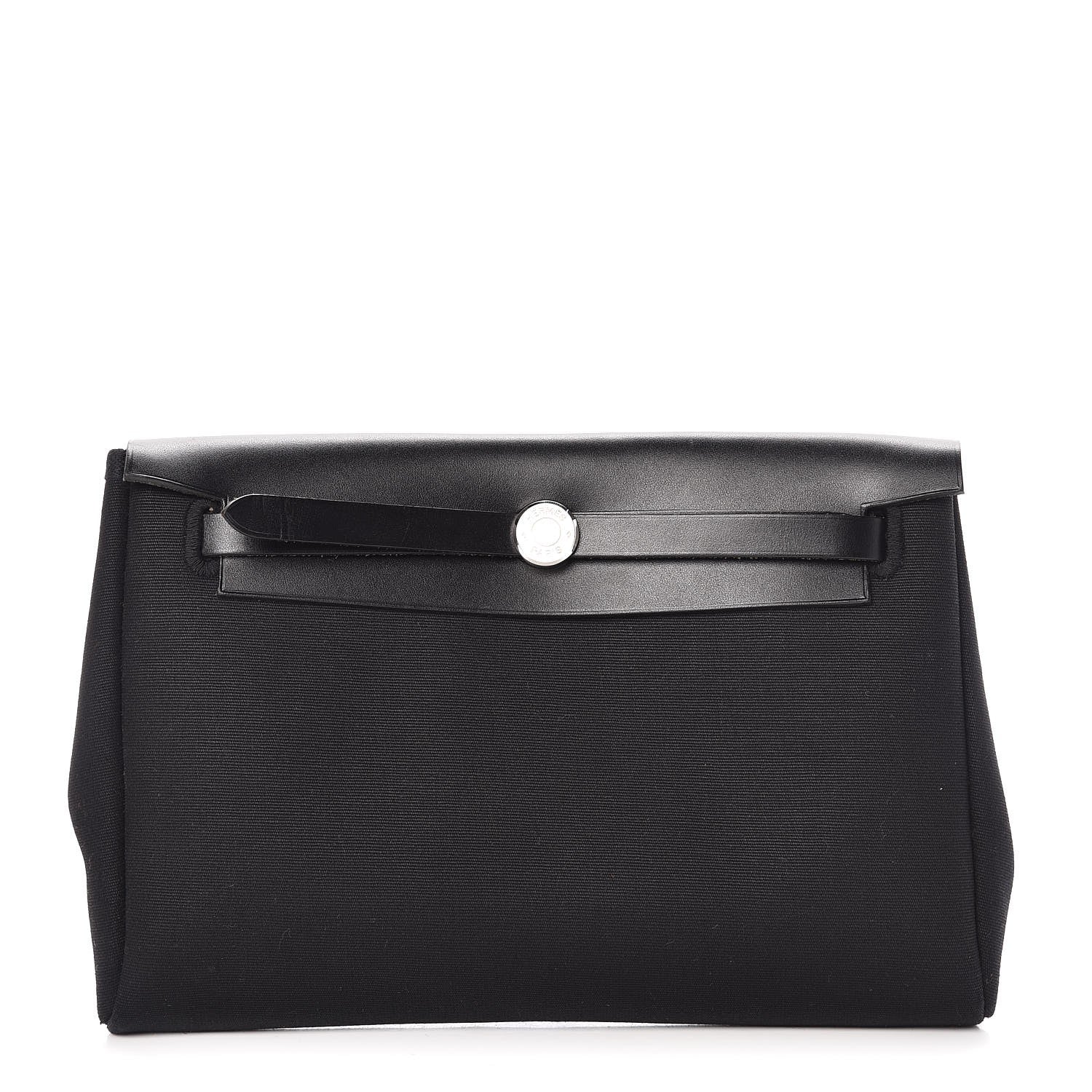 Hermes Toile Vache Calfskin Herbag Clutch Black 1 of 7