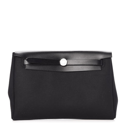 Hermes Toile Vache Calfskin Herbag Clutch Black 1 of 7