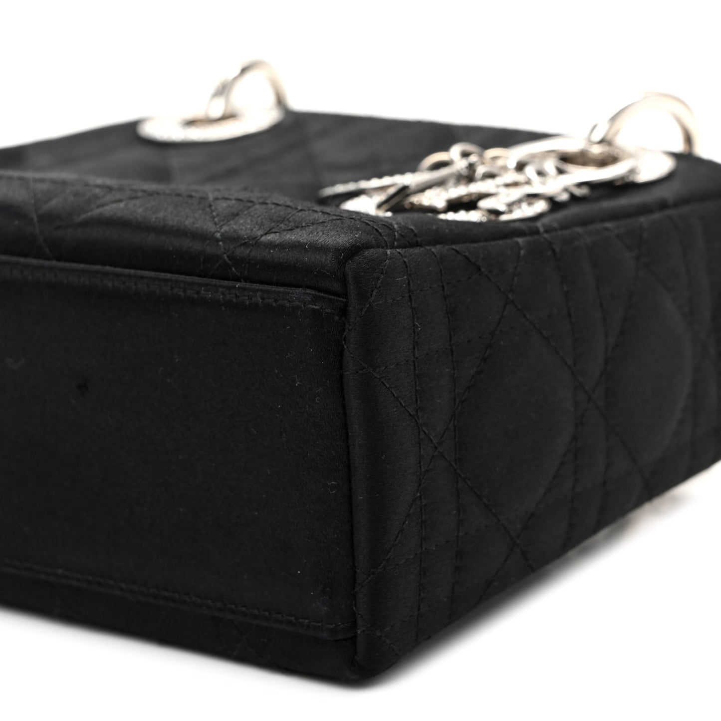 Satin Swarovski Crystal Acrylic PVC Cannage Mini Lady Dior Black
