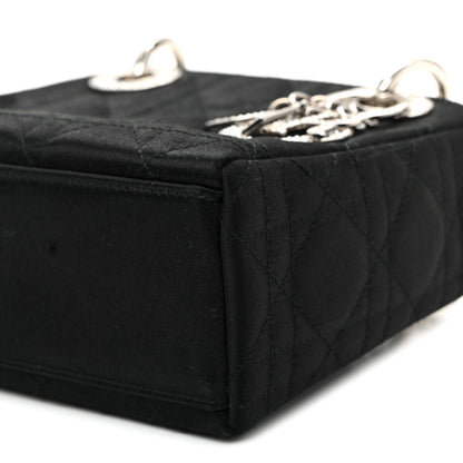 Christian Dior Satin Swarovski Crystal Acrylic PVC Cannage Mini Lady Dior Black 10 of 11