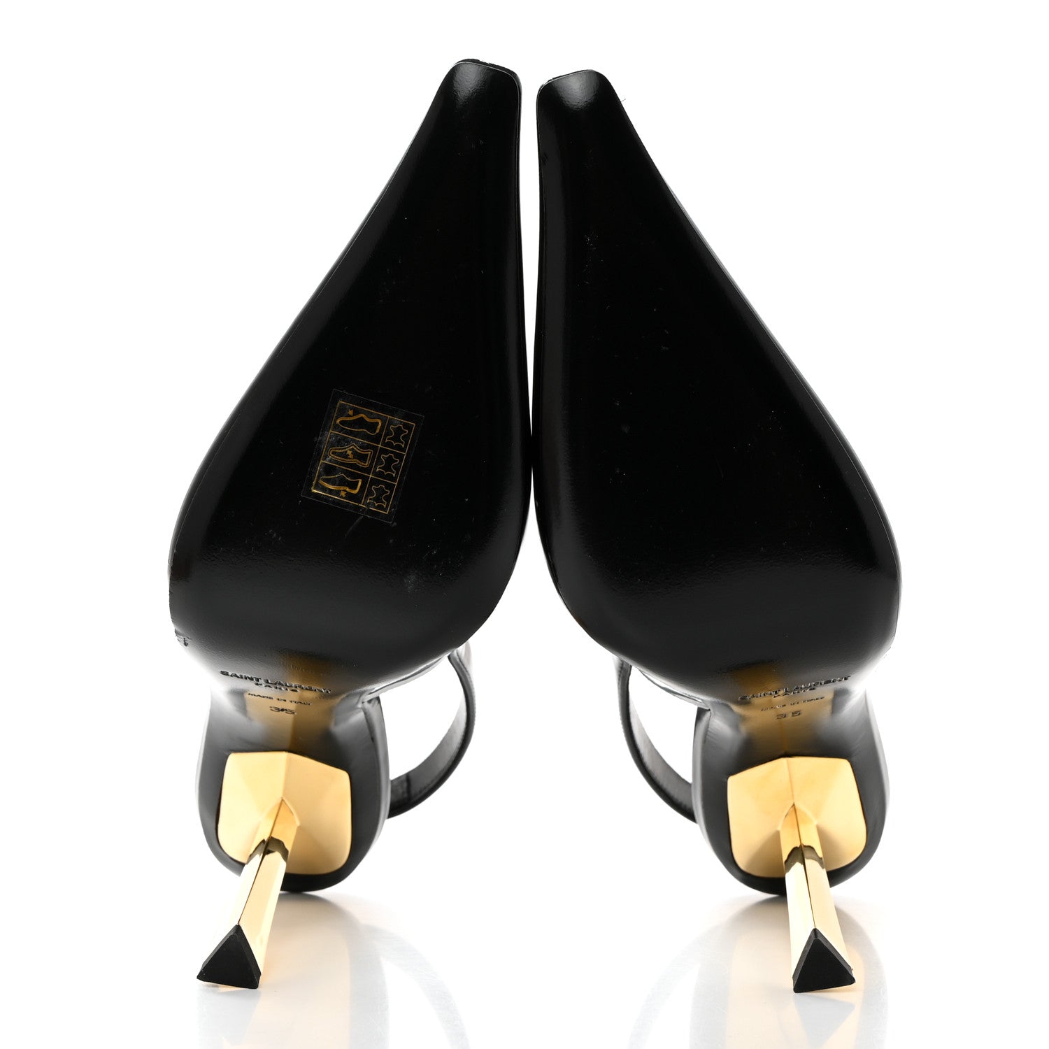 Saint Laurent Glazed Calfskin Lee Slingback Pumps 35 Black 5 of 8
