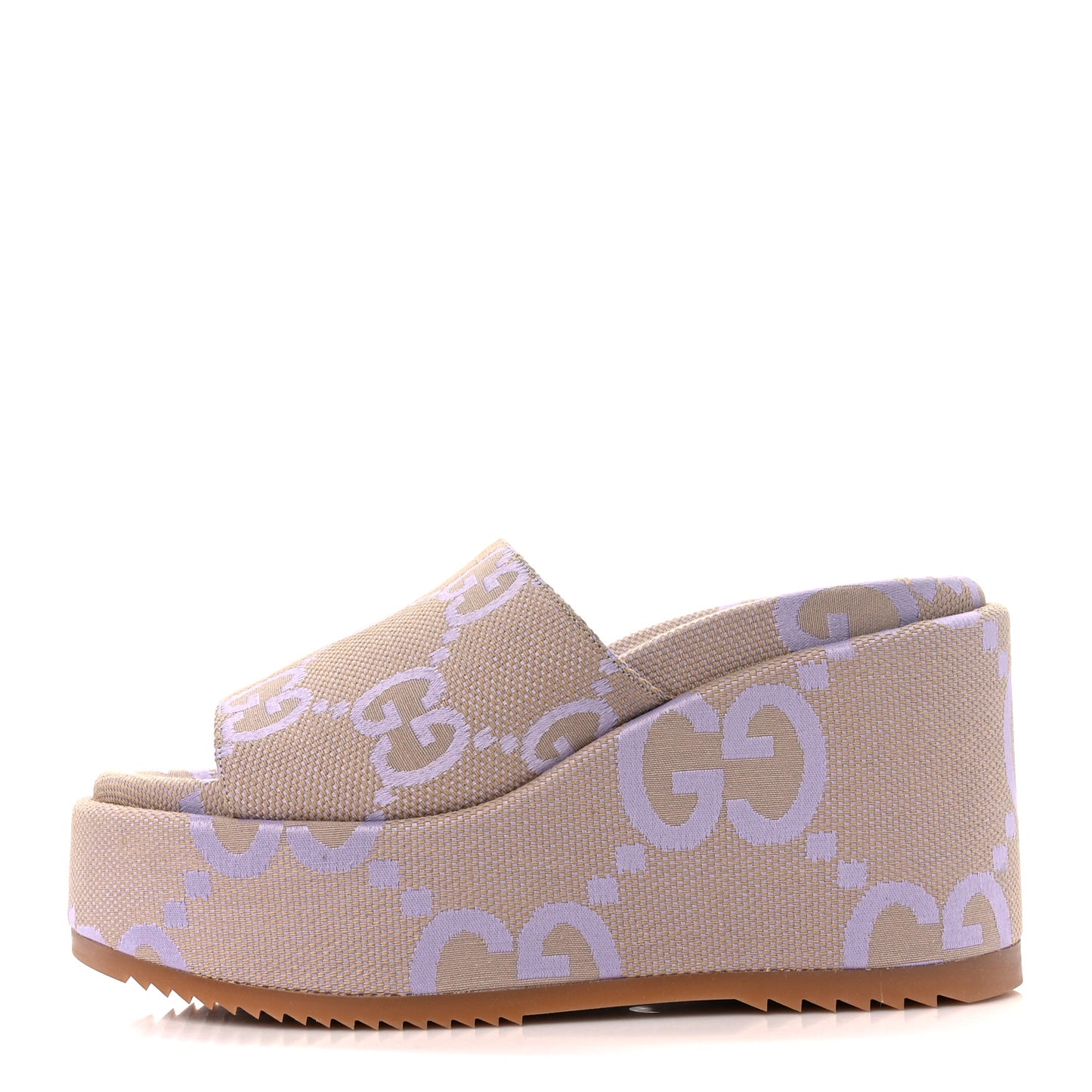Monogram Jumbo GG Platform Slide Wedge Sandals 40 Beige Lapis