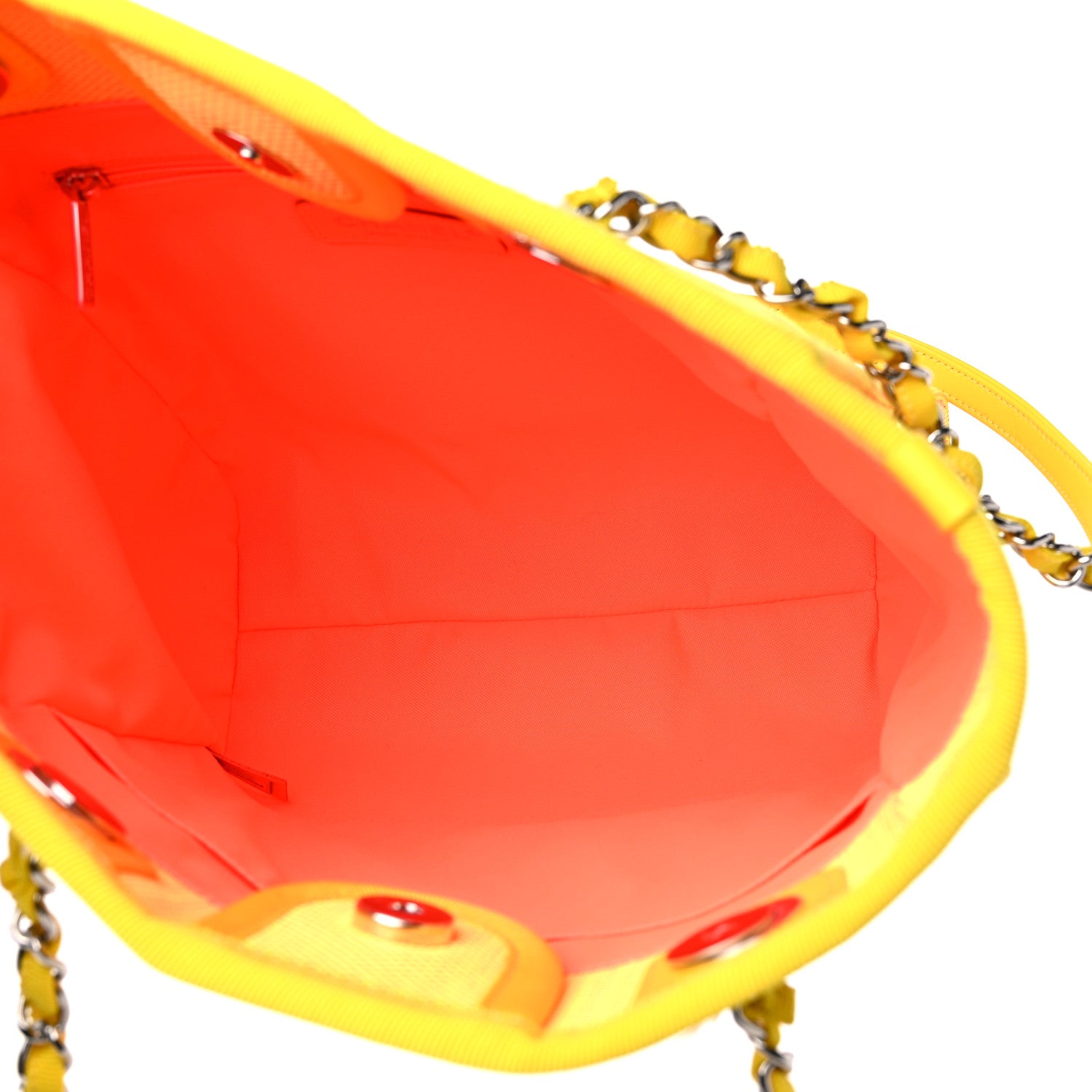 Chanel Mixed Fibers Calfskin Mini Deauville Tote Orange Yellow 4 of 8