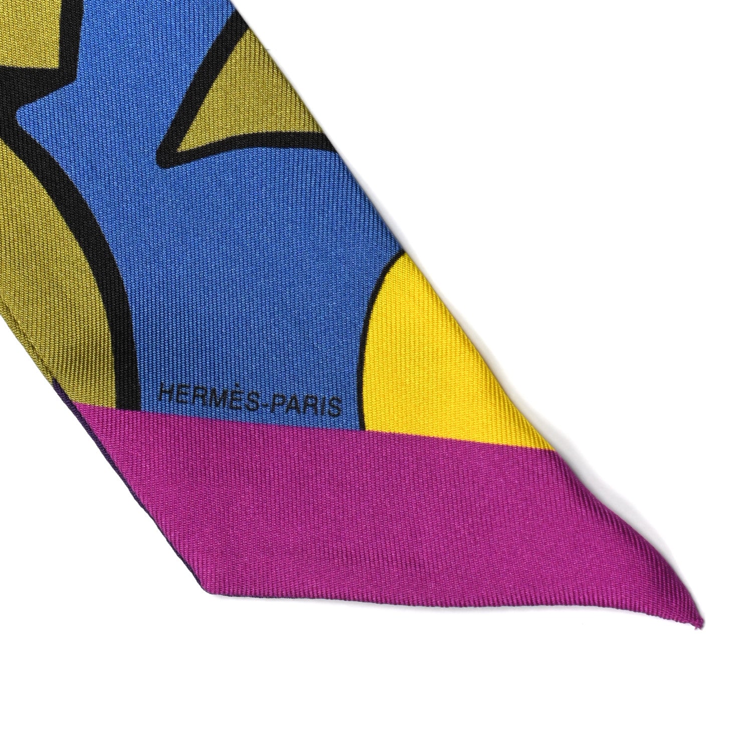 Hermes Silk Graff Graffiti Twilly Fuchsia Kaki Jaune 4 of 7