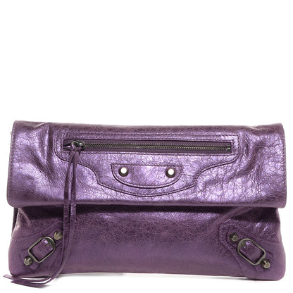 Balenciaga Agneau Envelope Clutch Metallic Purple 1 of 11