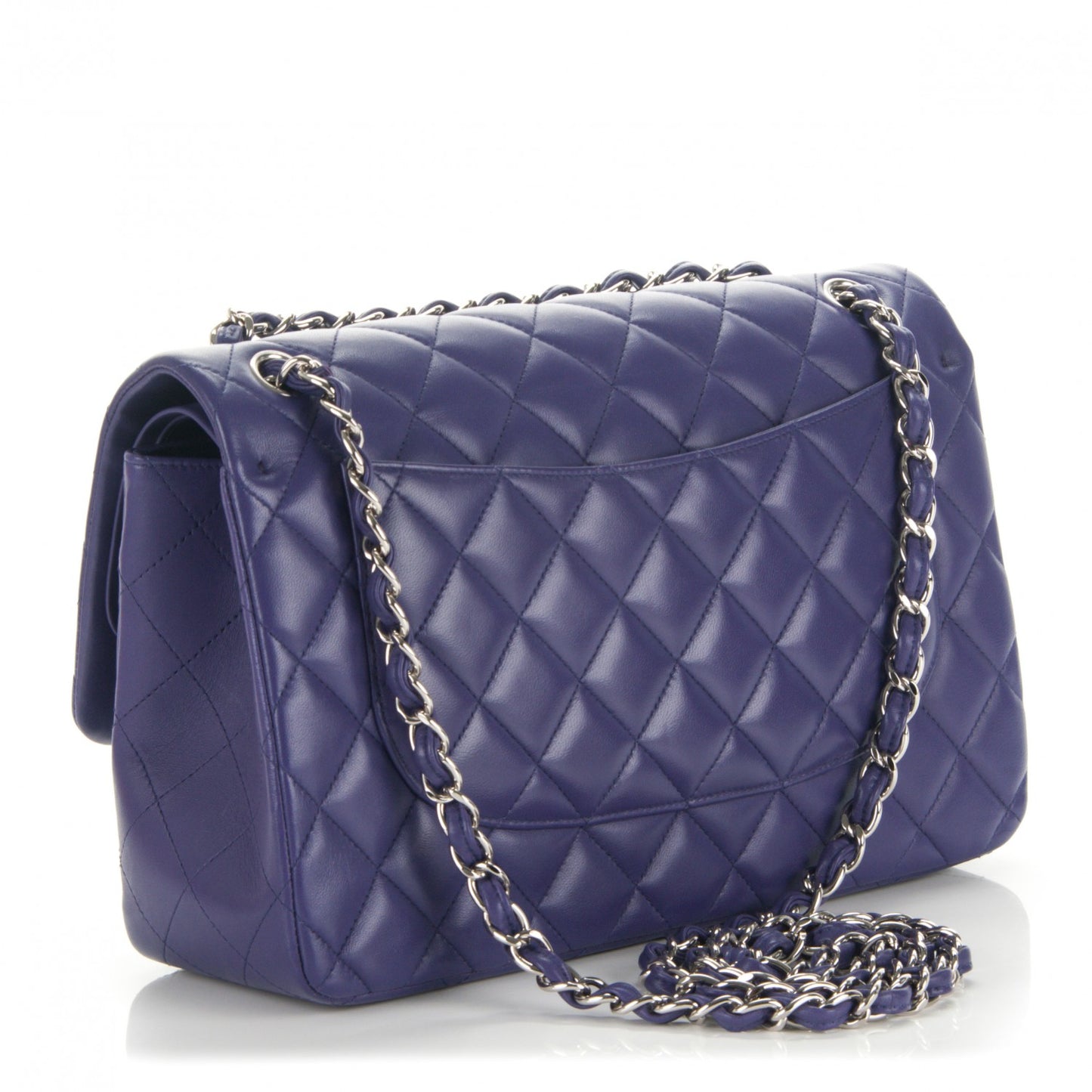 Lambskin Quilted Jumbo Double Flap Purple