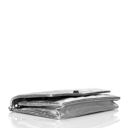Chanel Metallic Aged Calfskin Quilted Reissue Wallet On Chain WOC Silver 3 of 10