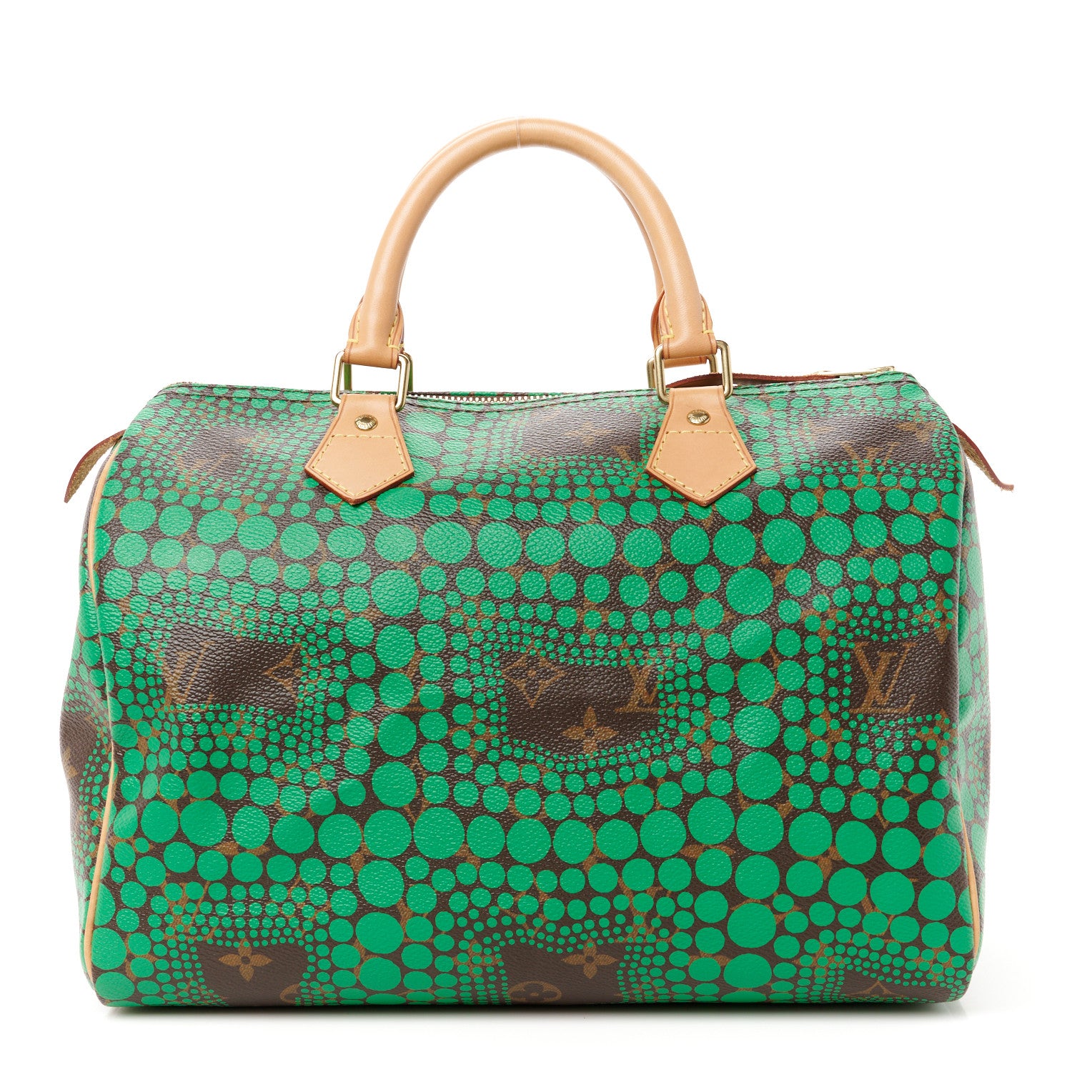 Louis Vuitton Monogram Kusama Town Speedy 30 Green 1 of 15
