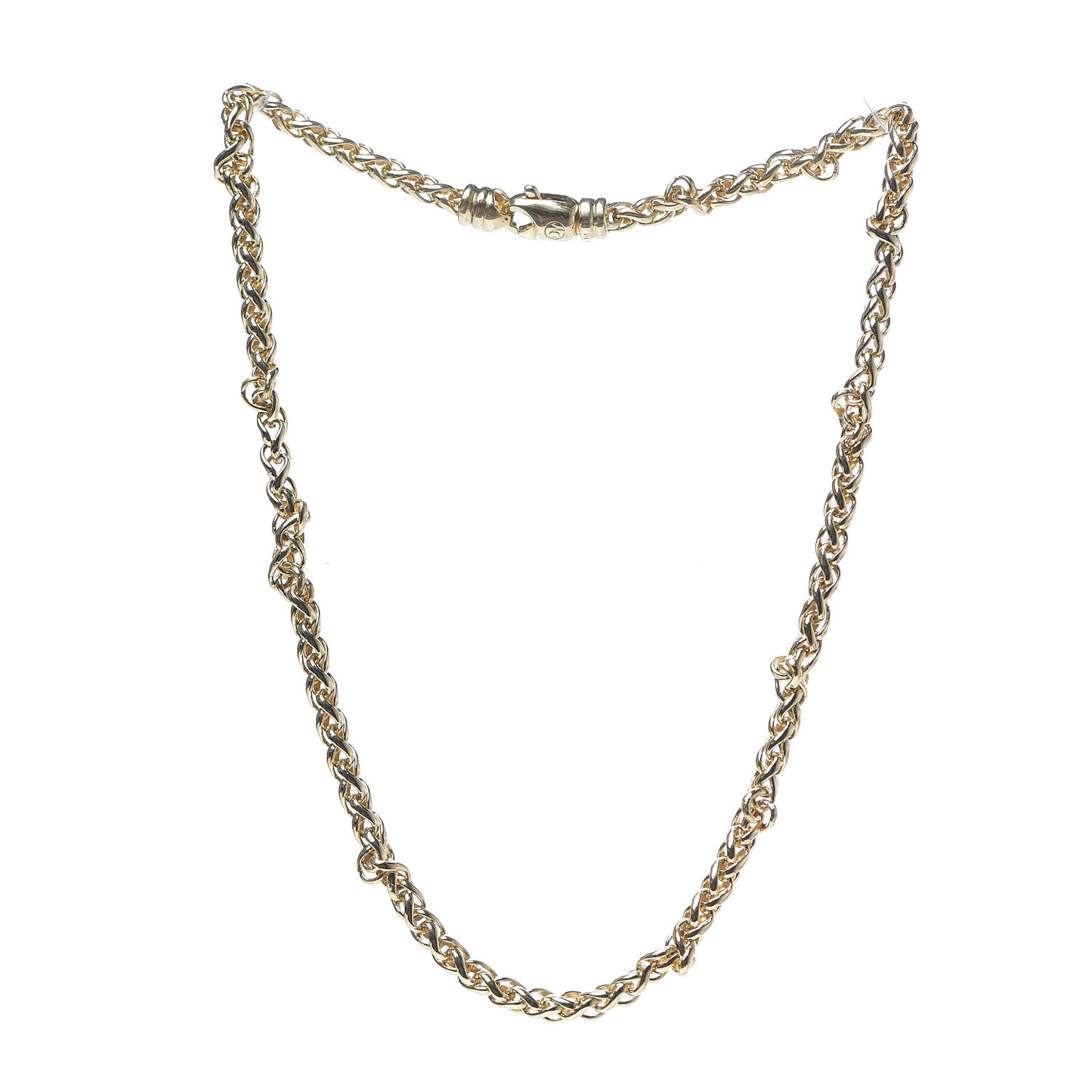 18K Yellow Gold 4mm Wheat Chain Necklace 16