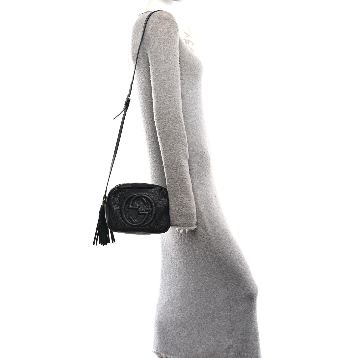 Pebbled Calfskin Small Soho Disco Bag Black