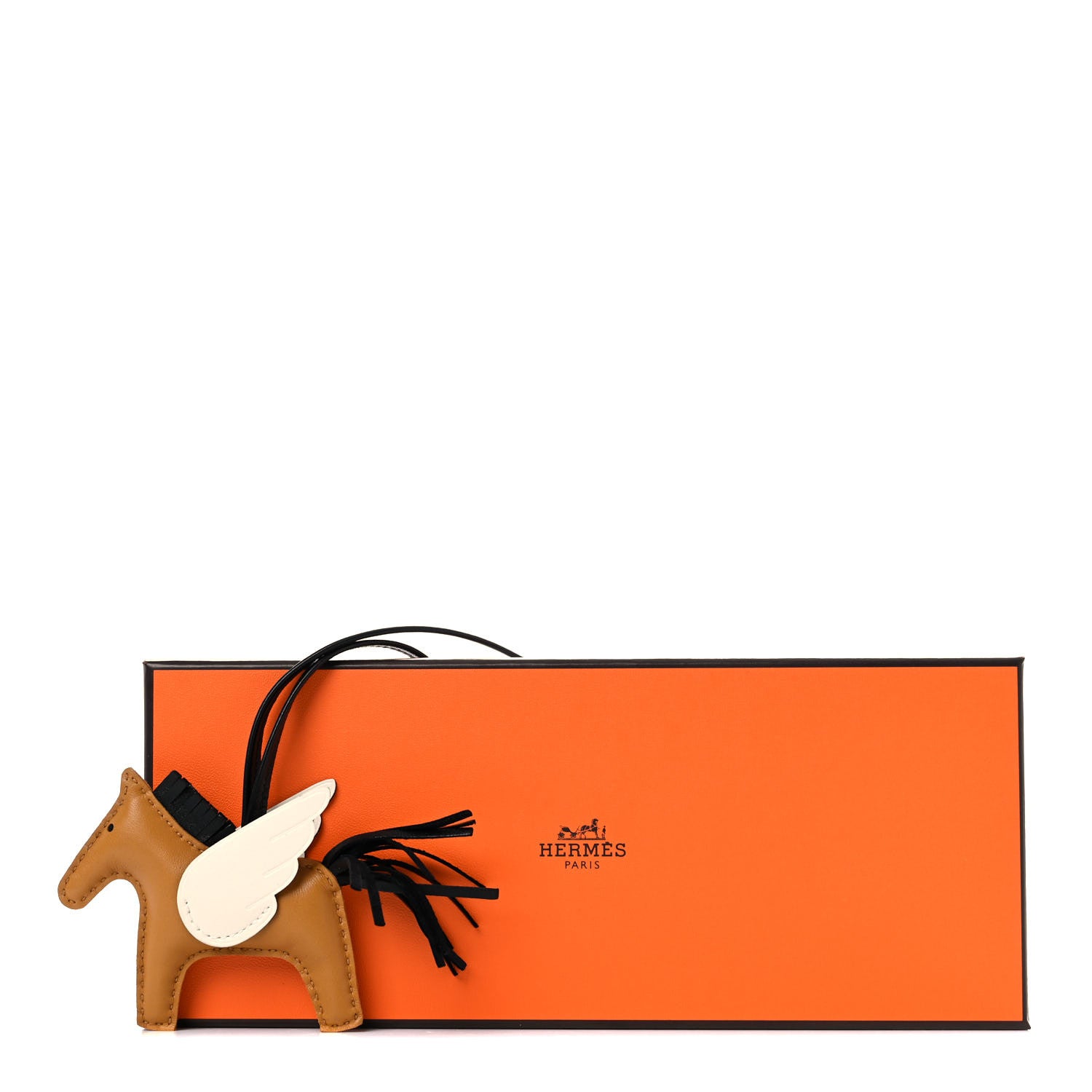 Hermes Milo Lambskin Grigri Rodeo Pegase Horse Bag Charm PM Sesame Black Nata 5 of 5