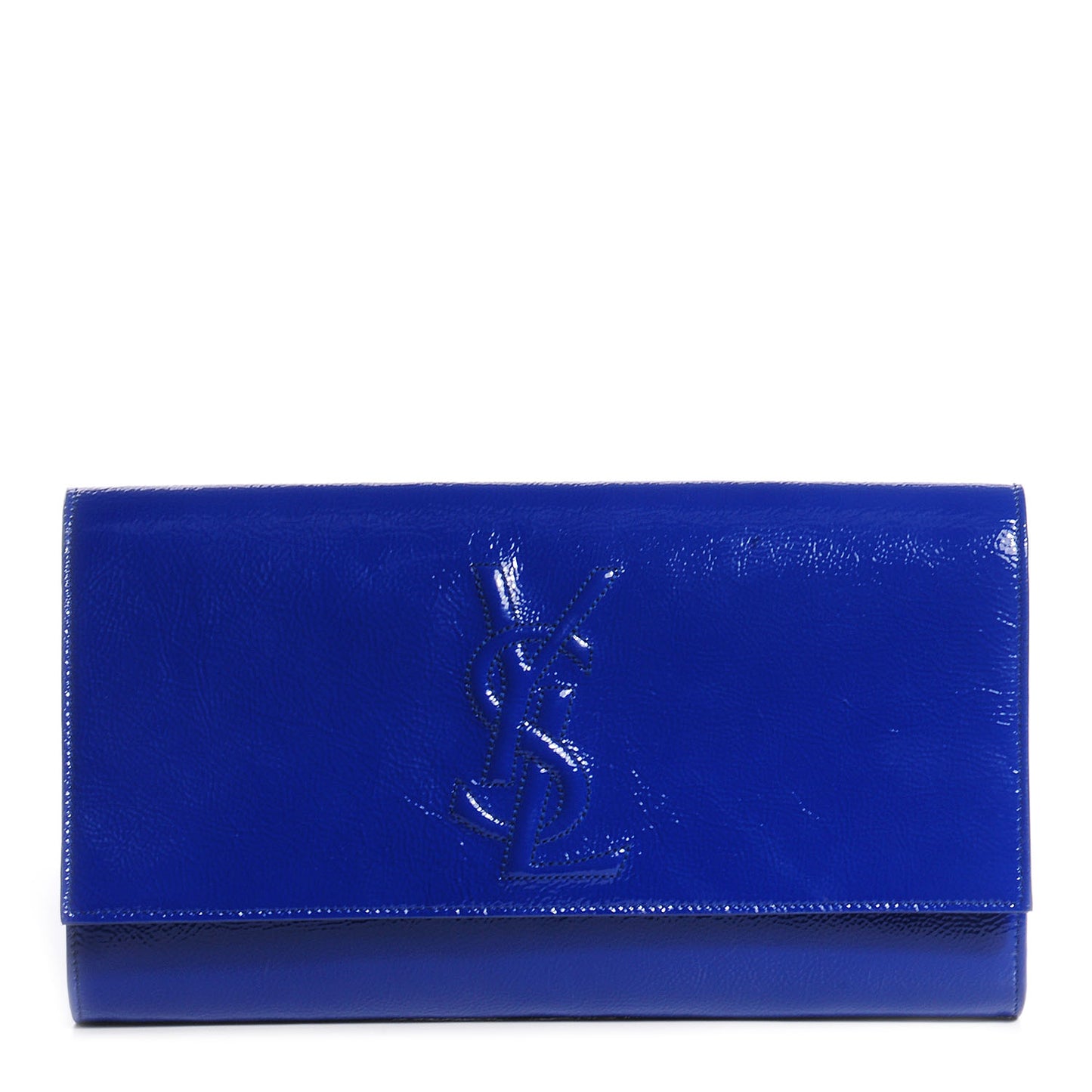 Textured Patent Belle De Jour Clutch Large Royal Blue