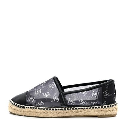 Chanel Mesh Grosgrain CC Espadrilles 38 Black White 1 of 14
