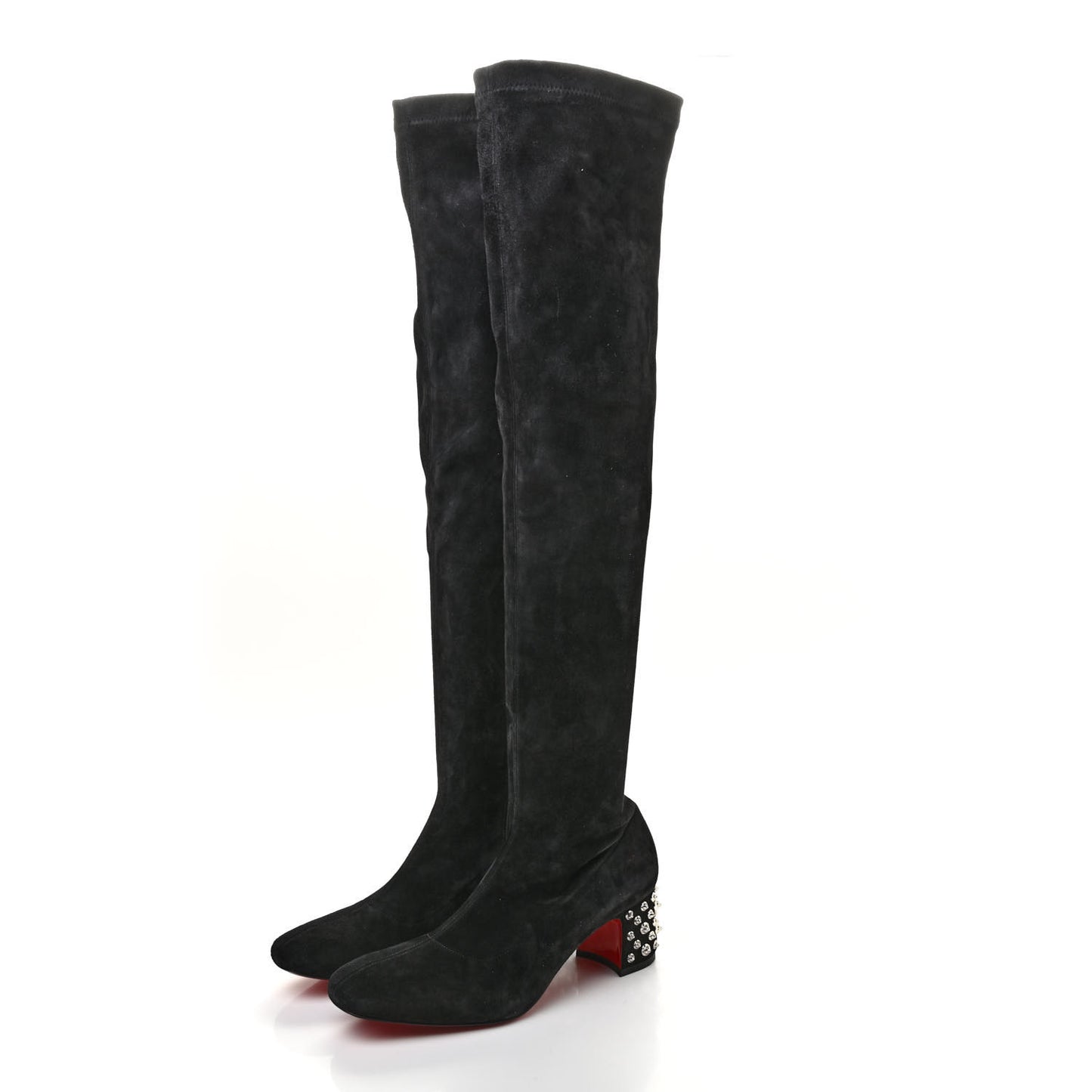 Veau Velours Spiked Study Stretch 55 Over The Knee Boots 39 Black