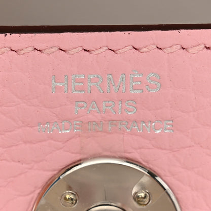 Hermes Taurillon Clemence Verso Mini Lindy 20 Rose Sakura Gris Perle 7 of 11