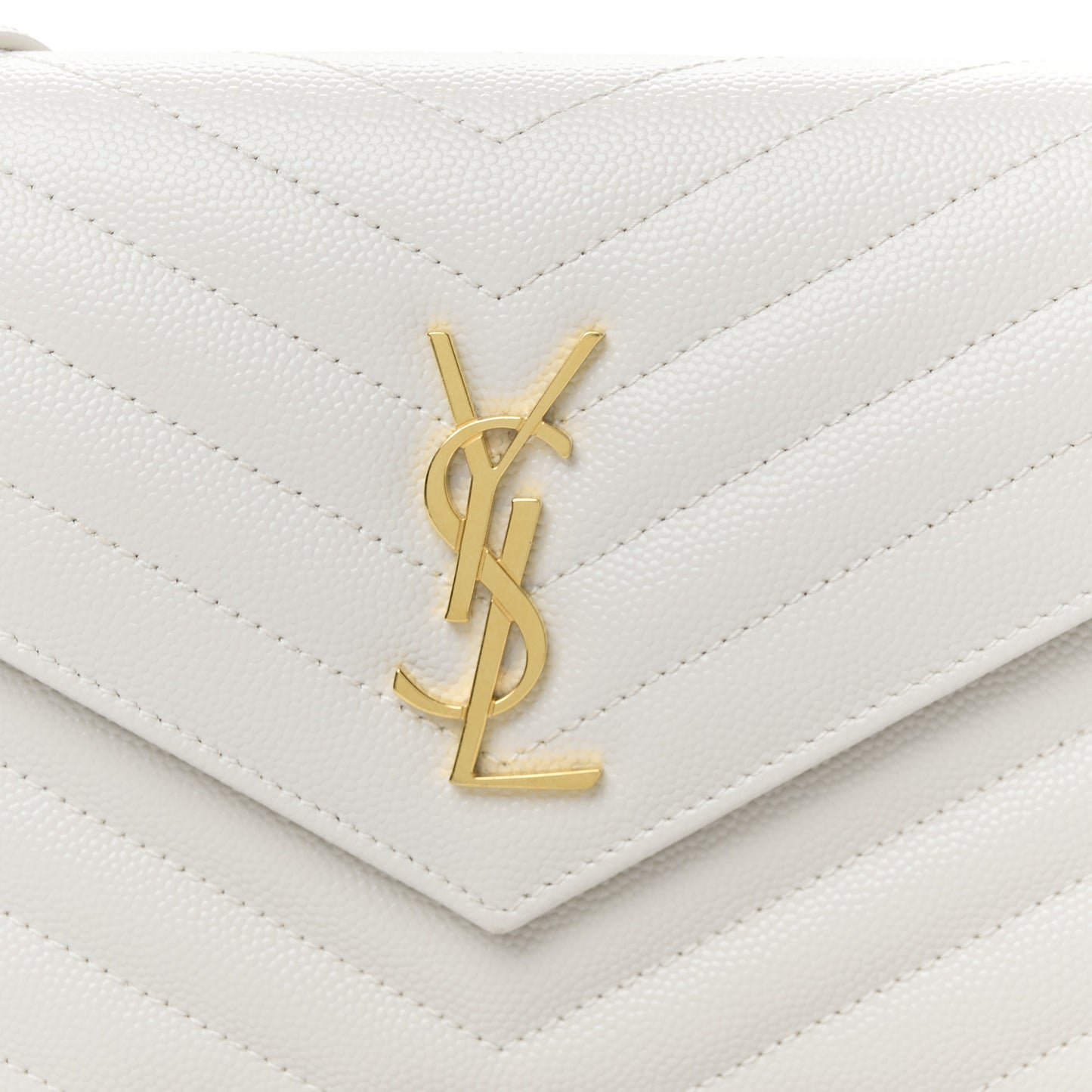 Grain De Poudre Matelasse Chevron Monogram Envelope Chain Wallet Crema Soft