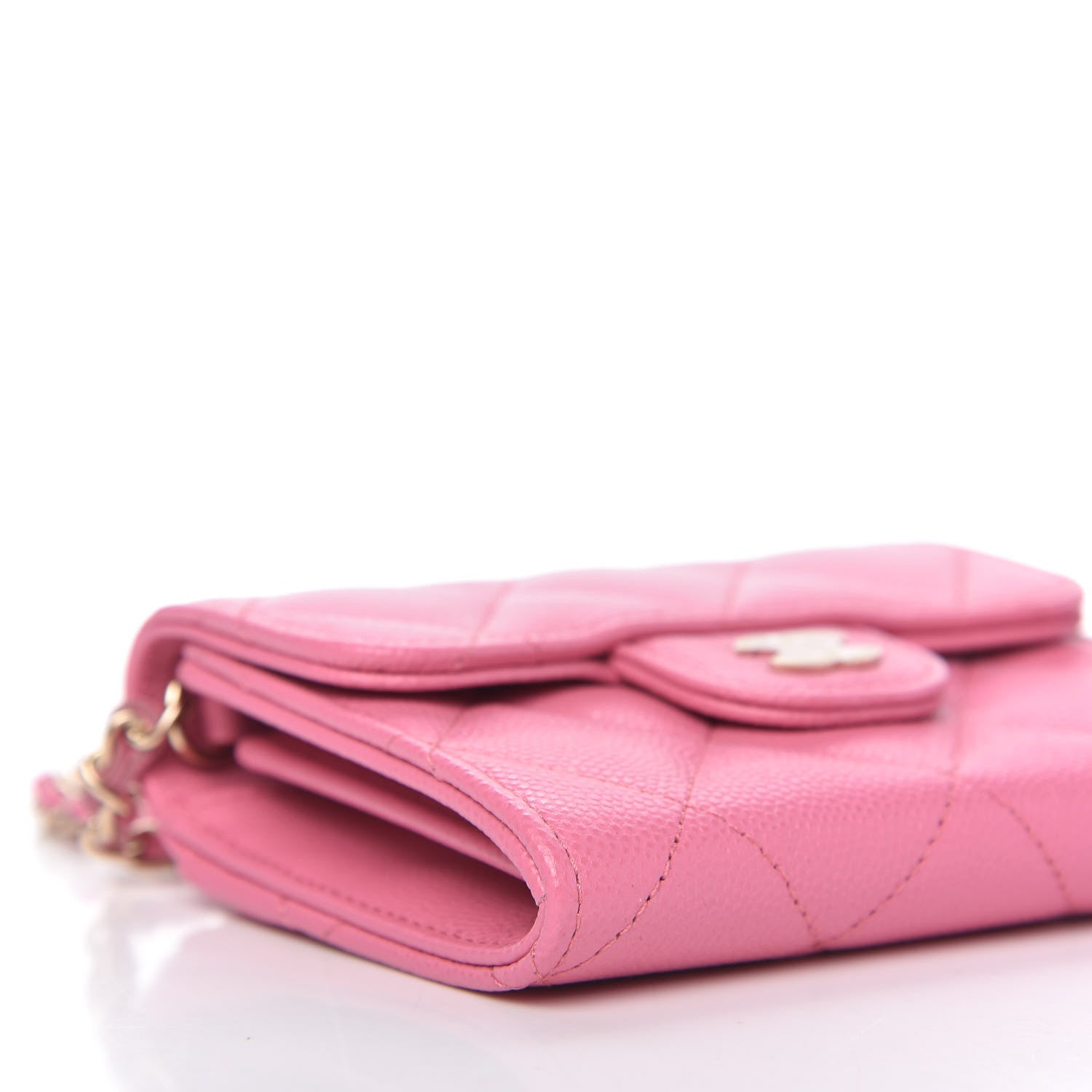 Chanel Caviar Quilted Flap Card Holder On Chain Pink 6 of 11