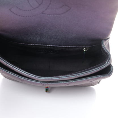 Chanel Iridescent Goatskin Quilted Small Double Carry Waist Chain Flap Purple 5 of 11