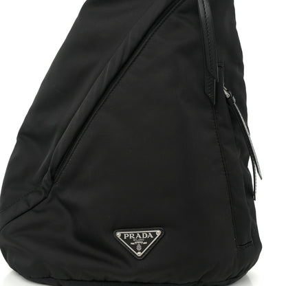 Prada Re-Nylon Vitello Metal Triangle Logo Sling Backpack Black 8 of 10