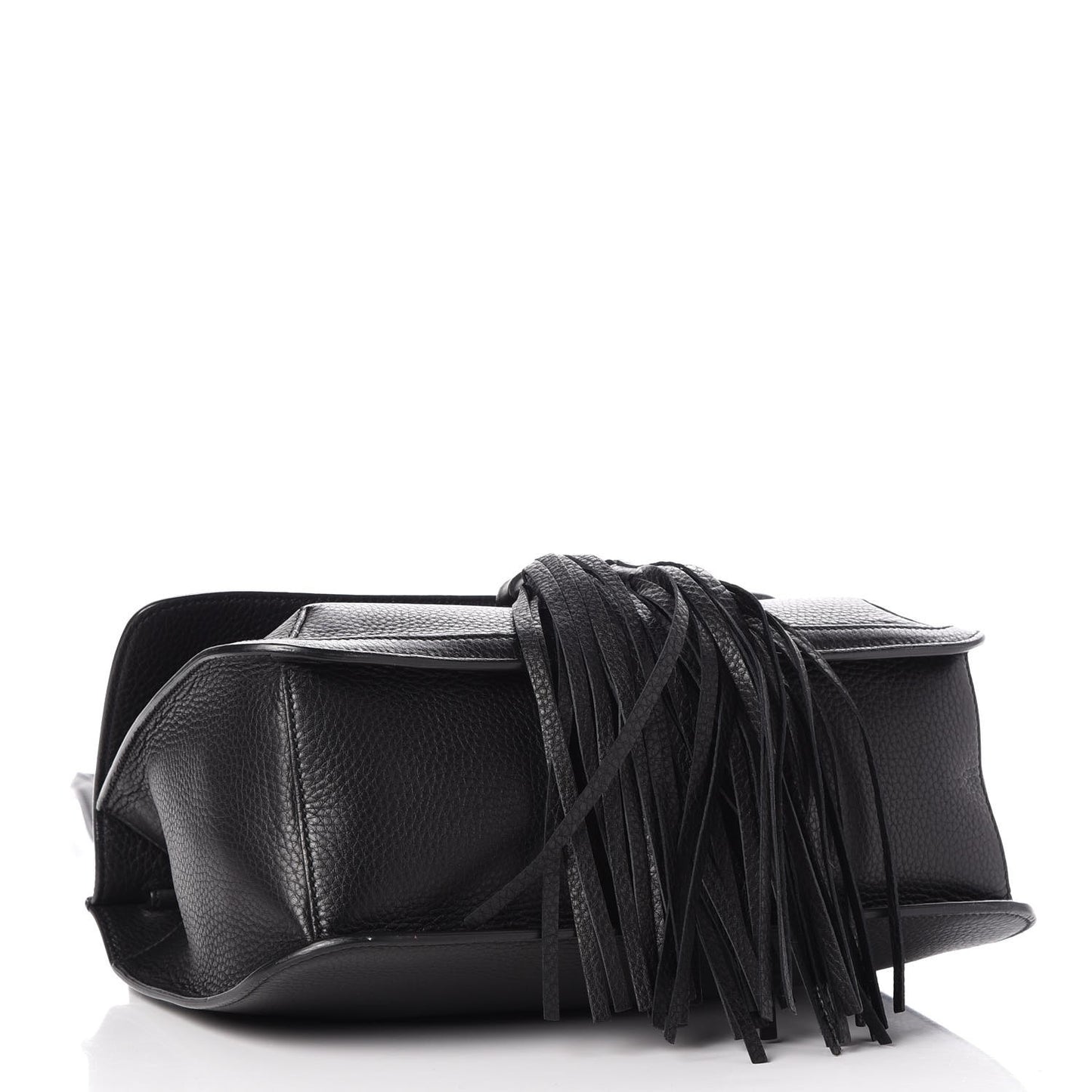 Pebbled Calfskin Medium Bamboo Daily Flap Shoulder Bag Black