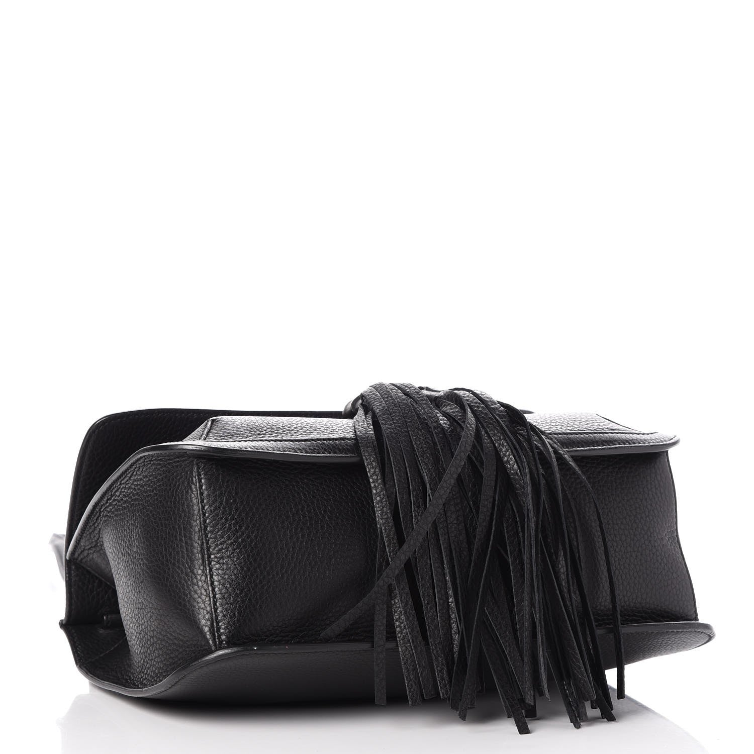 Gucci Pebbled Calfskin Medium Bamboo Daily Flap Shoulder Bag Black 4 of 6