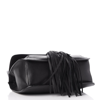 Gucci Pebbled Calfskin Medium Bamboo Daily Flap Shoulder Bag Black 4 of 6