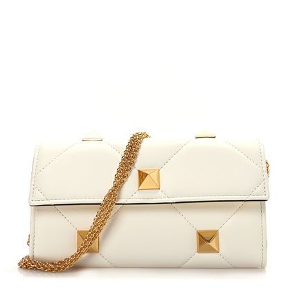 Valentino Garavani Nappa Roman Stud Wallet On Chain Ivory 1 of 7