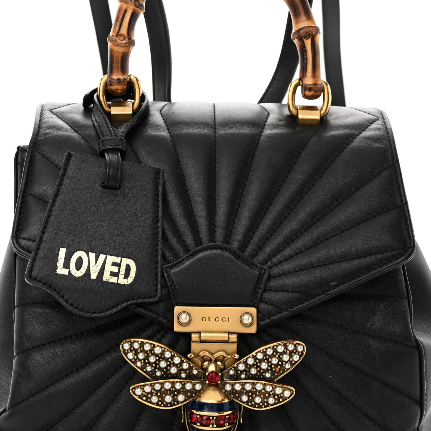 Calfskin Bamboo Trapuntata Queen Margaret Backpack Black