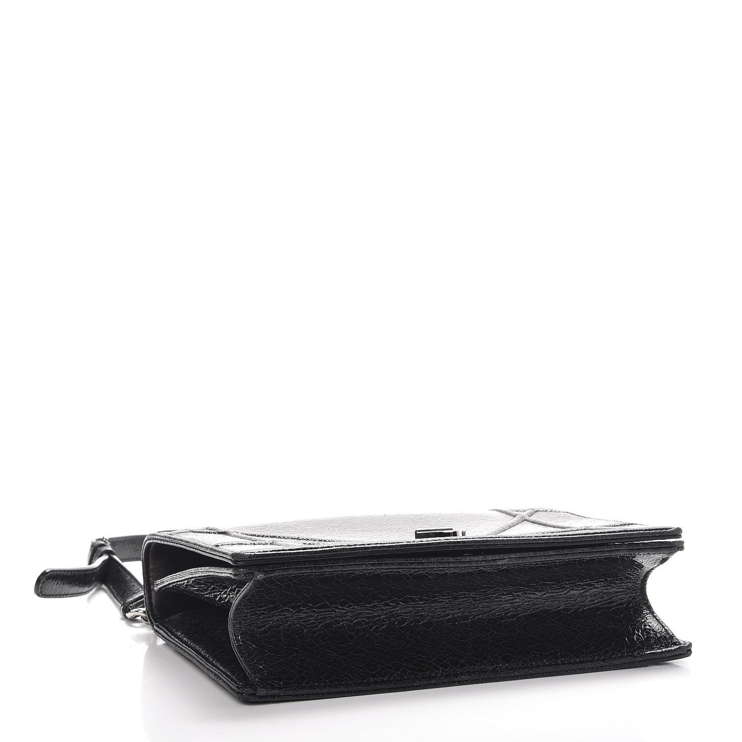 Crackled Deerskin Medium Diorama Flap Bag Black
