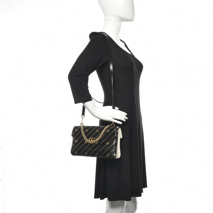 Gucci Calfskin Diagonal GG Medium Thiara Double Envelope Shoulder Bag Black White 2 of 12