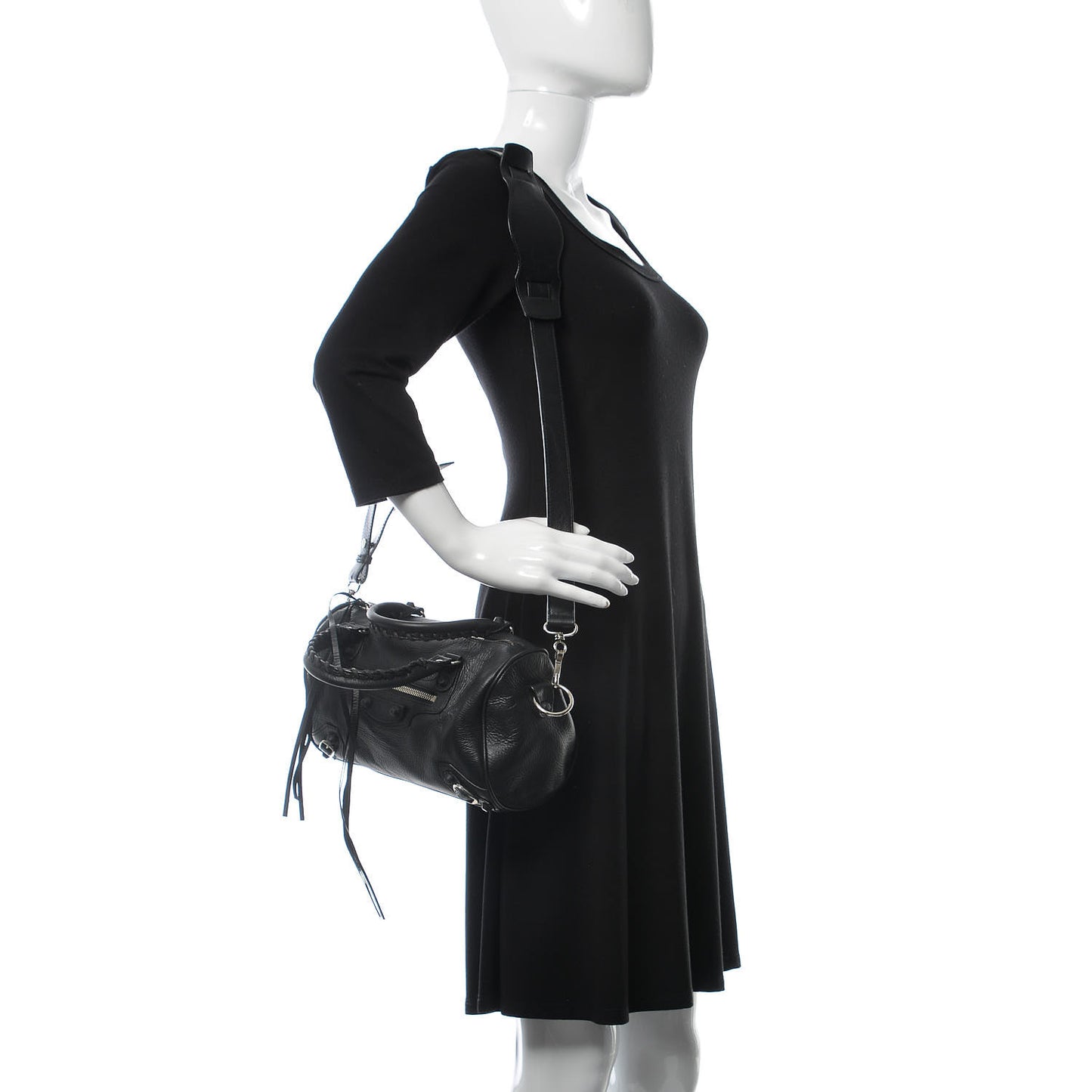 Matte Goatskin Rubber Covered Classic Hardware Mini Twiggy Black
