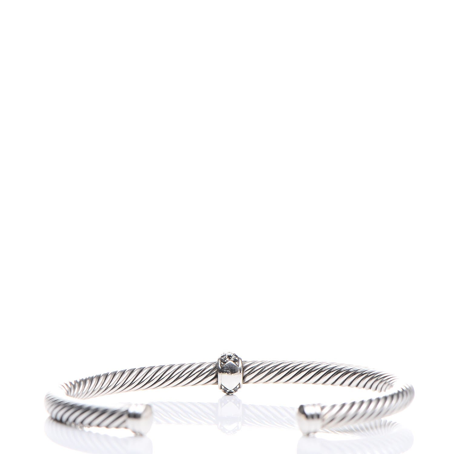 David Yurman Sterling Silver Black Diamond 5mm Cable Classics Single Station Bracelet 3 of 6