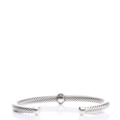 David Yurman Sterling Silver Black Diamond 5mm Cable Classics Single Station Bracelet 3 of 6