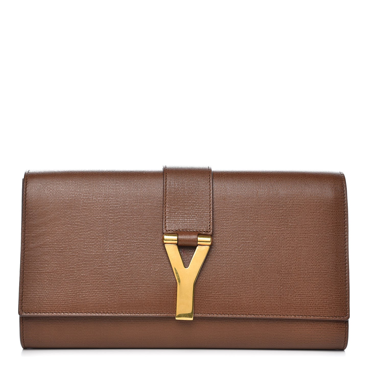 Textured Leather ChYc Clutch Brown