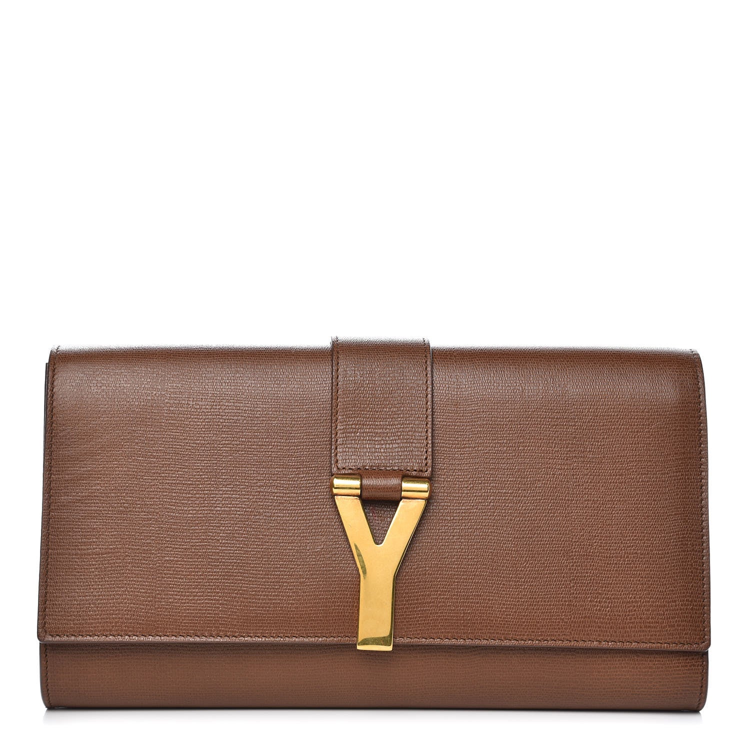 Saint Laurent Textured Leather ChYc Clutch Brown 1 of 11