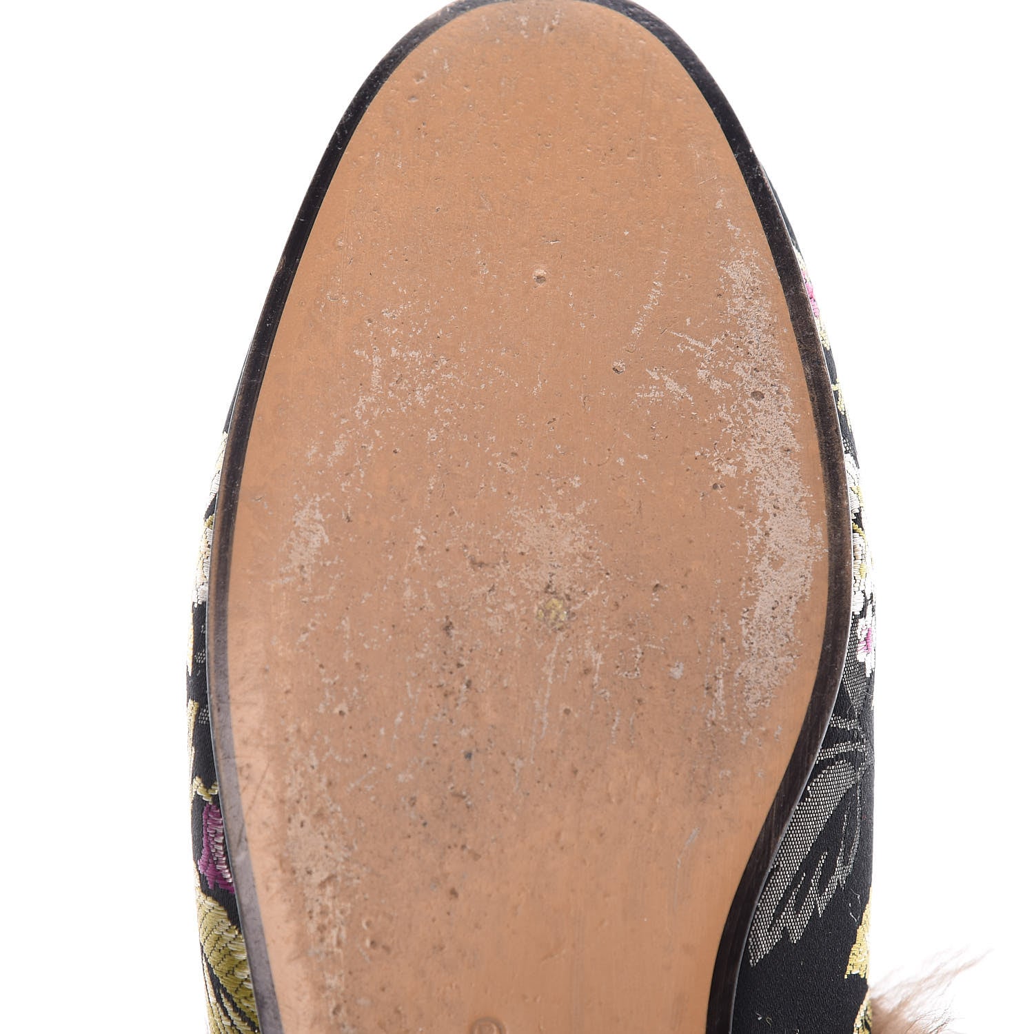 Gucci Jacquard Fur Floral Embroidered Womens Princetown Slippers 38.5 Black Multicolor 12 of 16