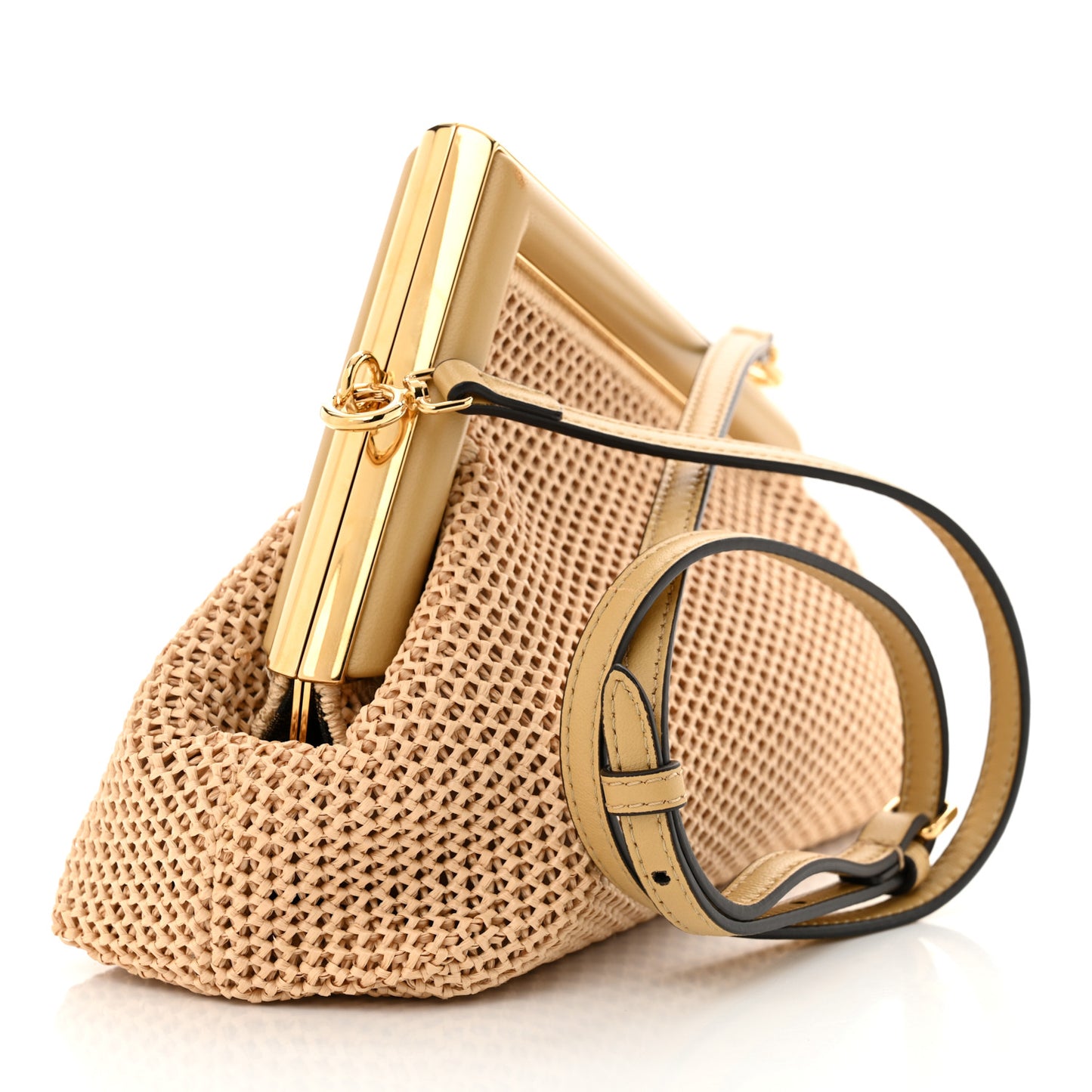 Raffia Nappa Macrame Small Fendi First Natural Sahara